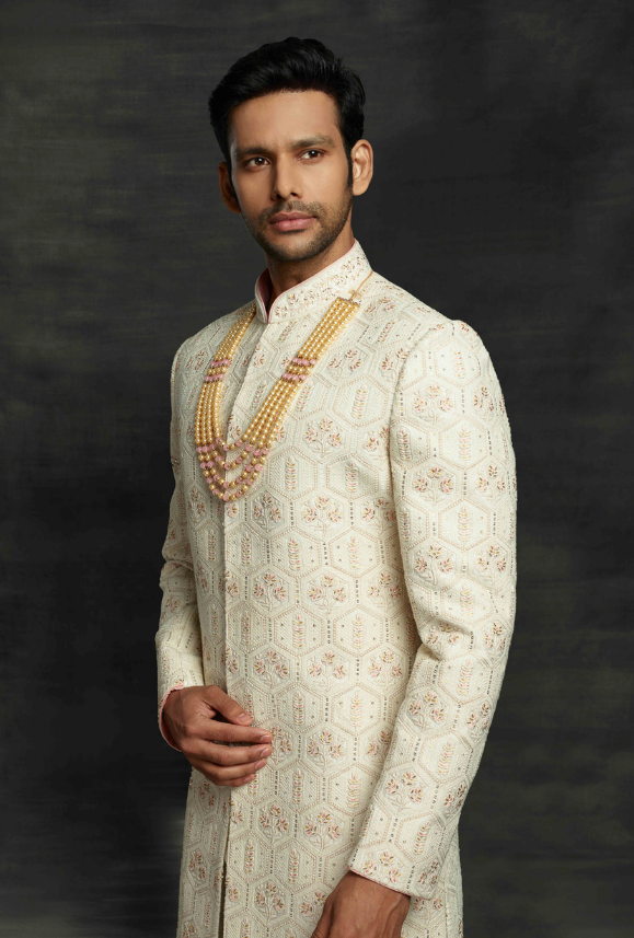 Sherwani off hot sale white colour