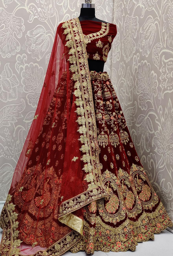 Maroon Bridal Lehenga Choli 