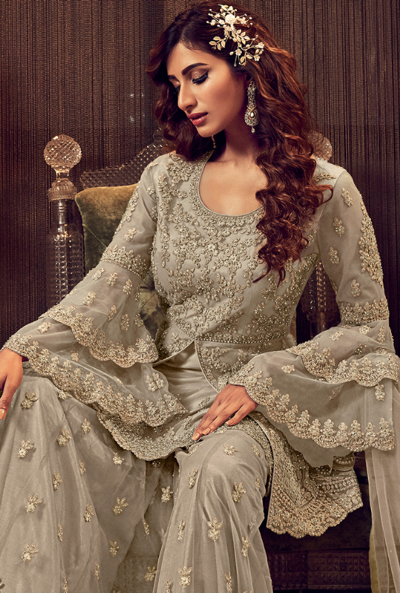 Grey sharara cheap dress