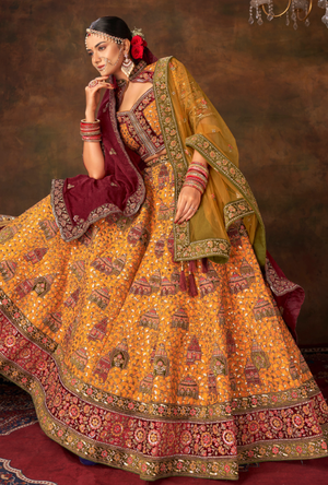 Mustard yellow Bridal Lehenga