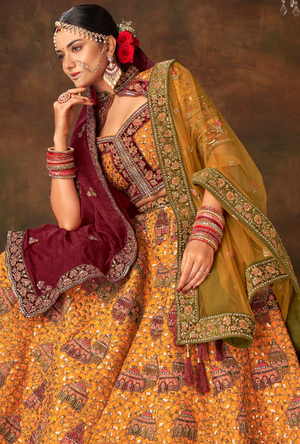 Mustard yellow Bridal Lehenga