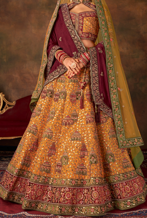 Mustard yellow Bridal Lehenga