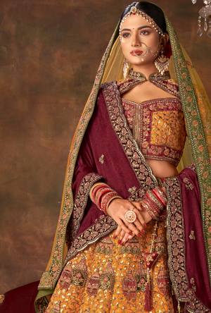 Mustard yellow Bridal Lehenga