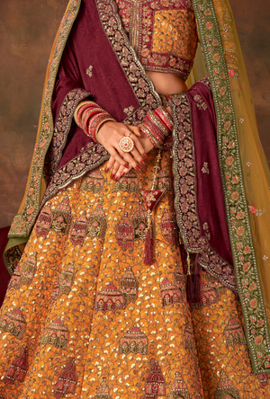 Mustard yellow Bridal Lehenga