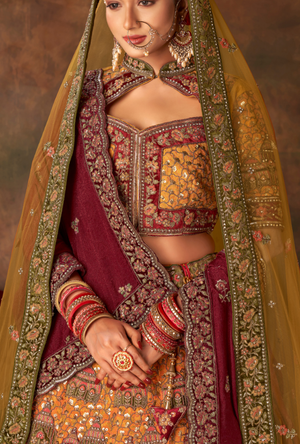 Mustard yellow Bridal Lehenga