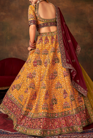 Mustard yellow Bridal Lehenga