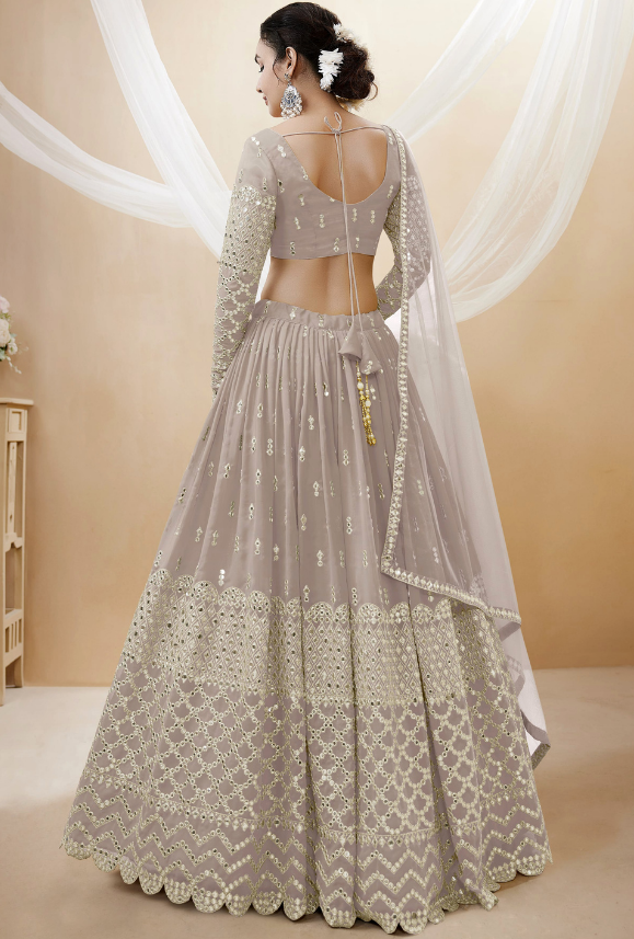 Buy Erin grey lehenga with a blouse and dupatta from Falguni Shane Peacock