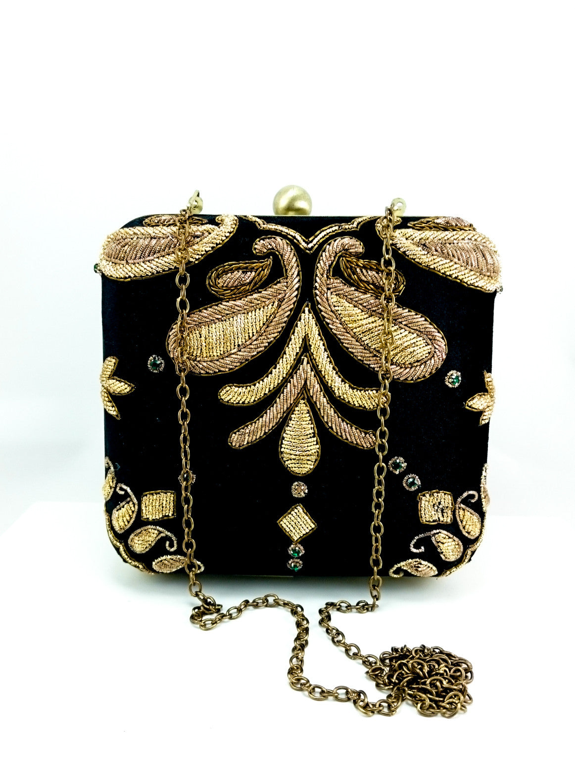 Hand Bag Womens Diamond Clutch Bags Bride Wedding Wrist bag (black) -  JazzKart - 3464549